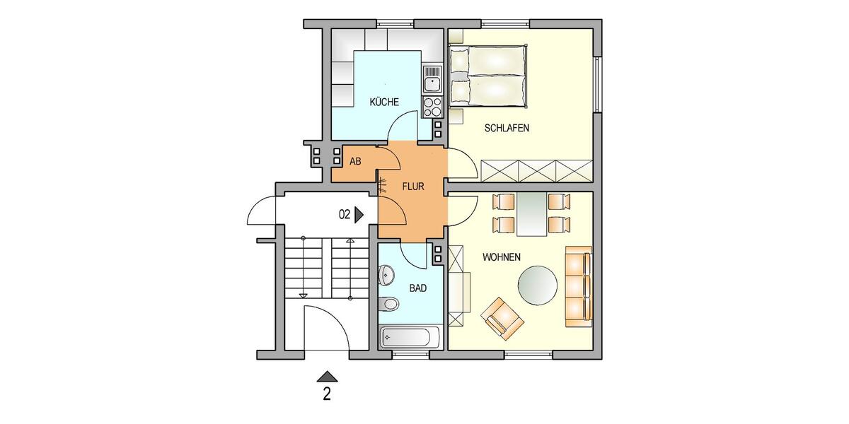 Erdgeschoßwohnung Remscheid Reinshagen - 2 Zimmer, 50 m&sup2;, 312&euro; | Angebot:26251422