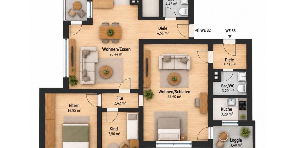 Etagenwohnung Essen Stadtbezirk VIII - 4.5 Zimmer, 108 m&sup2;, 260.000&euro; | Angebot:27532391